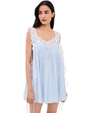 Caroline Constas Lucilla Eyelet Trimmed Coverup Dress - Blue