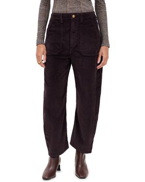 Rag & Bone Charlie High Rise Ankle Barrel Corduroy Pants - Black