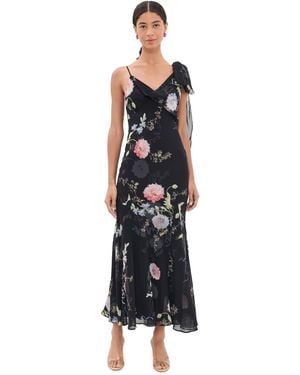 Self-Portrait Floral Georgette Maxi Dress - Black
