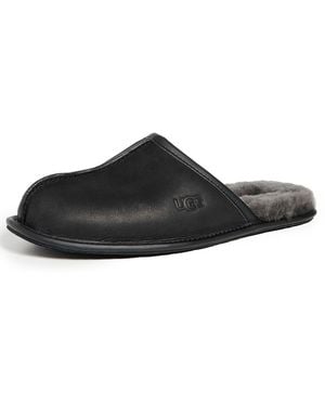 UGG Scuff Leather Slippers - Black