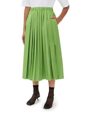 Tibi Pleated Pull-On Skirt - Green