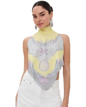 Versace Beachwear Cotton Silk Voile Medusa Cameo Print Top - Multicolor
