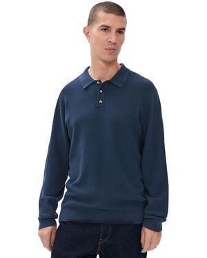 Fair Harbor Mariner Long Sleeve Polo Top - Blue
