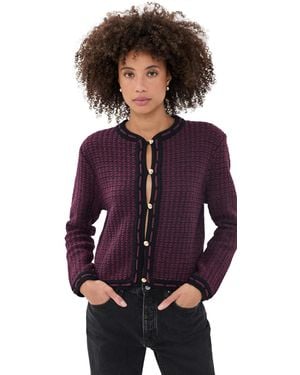 Anine Bing Nora Tweed Cardigan - Purple
