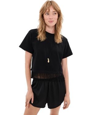 Le Bos Fringe Hazel Cropped Tee - Black