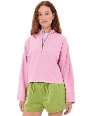 Free People Celeste Quarter Zip Sweatshirt - Red