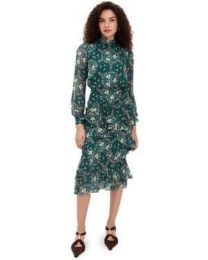 Saloni Isa Ruffle Dress - Green