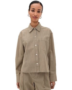 Vince Cropped Button Down Shirt - Natural