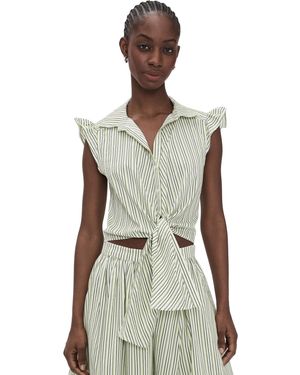 Cinq À Sept Sophie Stripe Flutter Sleeve Marianna Top - Black