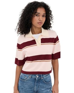 Le Bos Short Sleeve Striped Polo - Red