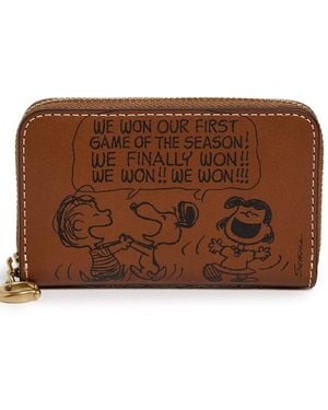 COACH X Peanuts Small Zip Around Card Case - Brown