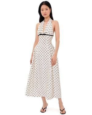 Endless Rose Halter Neck Polka-Dot Maxi Dress - White
