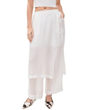 Simonett Textured Translucent Overlay Pants - White