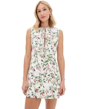 Another Girl Chili Print Tie Front Mini Dress - White