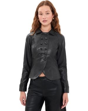 Lioness Form Faux Leather Jacket - Black