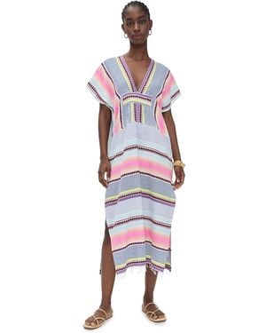lemlem Gasira V Neck Caftan - White