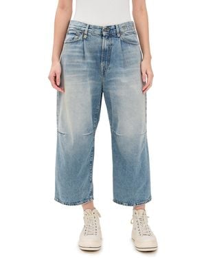 R13 Crop Wide Leg Jeans - Blue