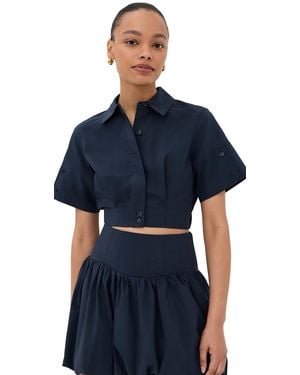 Jonathan Simkhai Sabrina Button Down Top - Blue