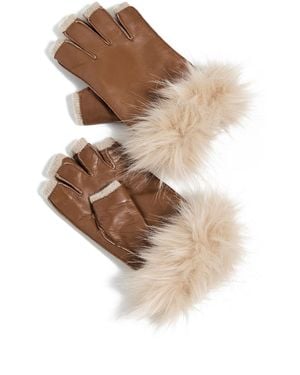 Carolina Amato Faux Fur Cuff Fingerless Gloves - Multicolour