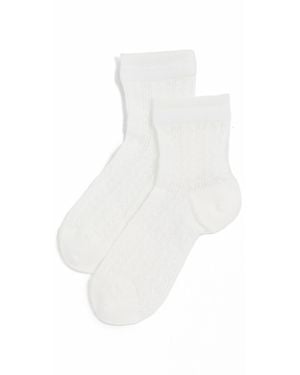 Stems Misi Lace Knit Crew Socks - White