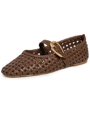 Larroude Verona Macrame Flats - Brown