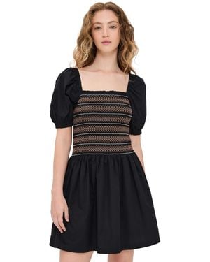 Madewell Poplin Puff-Sleeve Mini Dress - Black