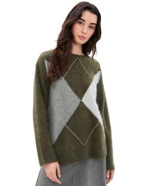 Theory Airy Brushed Argyle Pullover - Multicolor