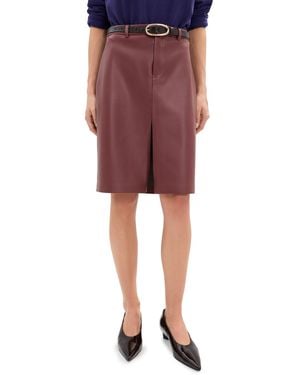 Le Bos Mae Knee Length Faux Leather Skirt - Red