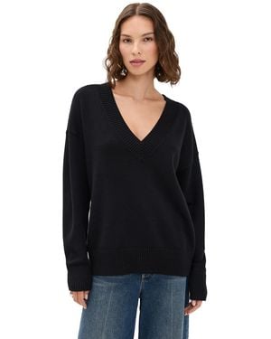 GOOD AMERICAN Knit Deep V Knit Sweater - Black