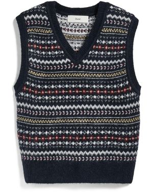 DUNST Crafted V Neck Knit Vest - Black