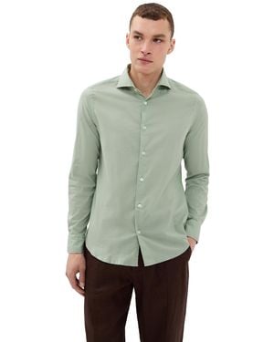 Fedeli Sean Panamino Superlight Stretch Cotton Shirt - Green