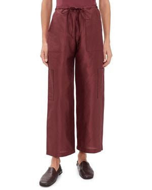 DONNI. The Silk Taffeta Drawstring Cargo Pants - Red