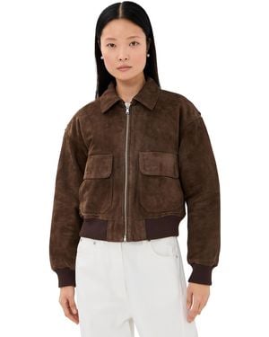 SPRWMN Cropped Aviator Jacket - Brown