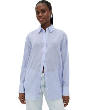 Anine Bing And Mini Stripe Plaza Shirt - Blue