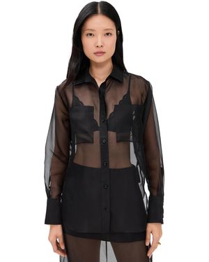 FRAME The Silk Organza Boy Shirt - Black