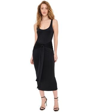 GOOD AMERICAN Slinky Jersey Ruched Midi Dress - Black