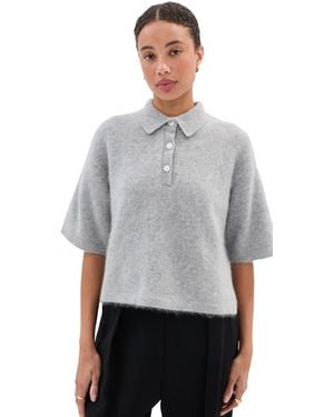 Le Bos Callie Brushed Wool Polo Sweater - Gray