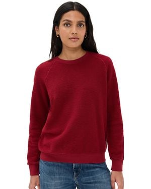 PERFECTWHITETEE Inside Out Fleece Long Sleeve Shrunken Crewneck Sweatshirt - Red