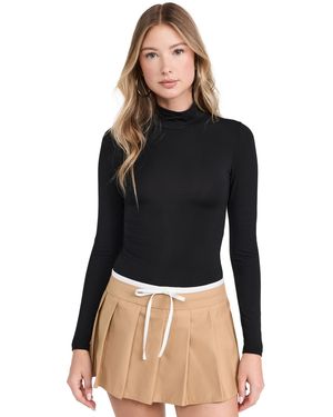 Stripe & Stare Long Sleeve Roll Neck Bodysuit - Black