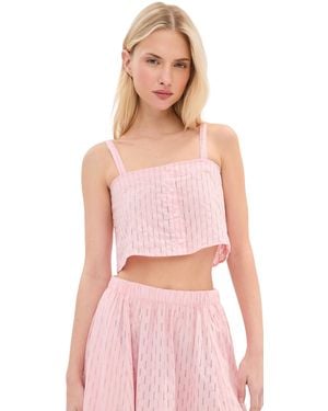 Le Bos Martha Eyelet Crop Top - Pink