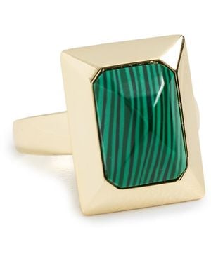 By Adina Eden Colored Baguette Stone Rectangle Ring - Green