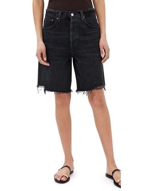 Agolde Indra Jean Shorts: Hip Slung Baggy - Black