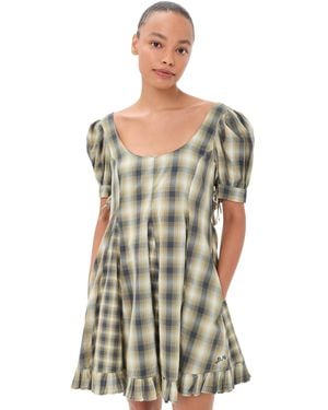 Damson Madder Sabina Check Mini Godet Dress - Multicolor