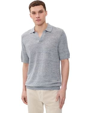 Faherty Short Sleeve Linen Sweater Polo - Gray