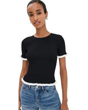 English Factory Ruffle Detailed Knit Top - Black