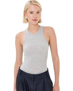 Tibi Circular Fine Rib T Tank - White