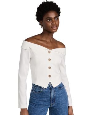 Endless Rose Stretched Off Shoulder Blazer Top - White