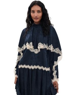 Sea Shay Lace Long Sleeve Top - Blue