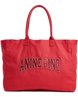 Anine Bing Leo Canvas Tote - Red