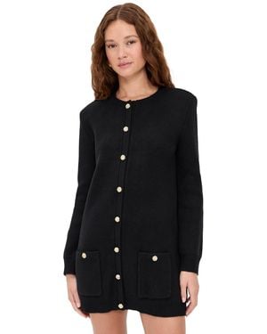 Le Bos Parker Button Sweater Dress - Black